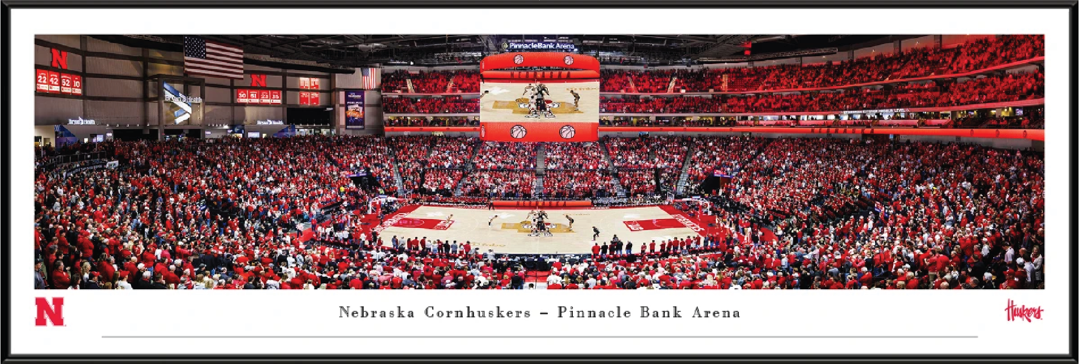 Nebraska Basketball Framed Panoramic signed by Coach Hoiberg